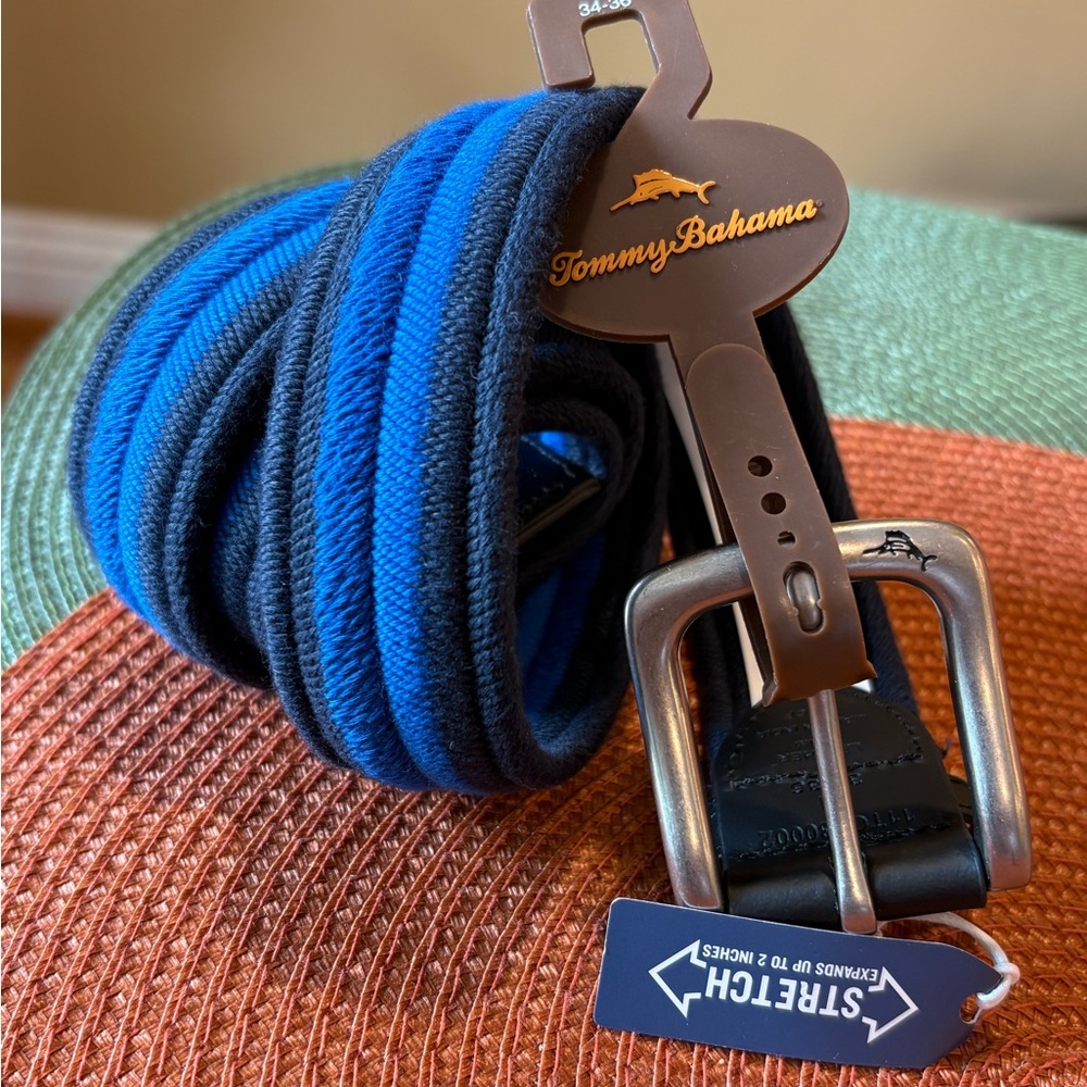 Tommy Bahama Navy Stretch Woven Belt Men’s Size 34-36